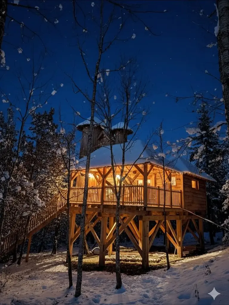 cabanes peydebe nuit neige